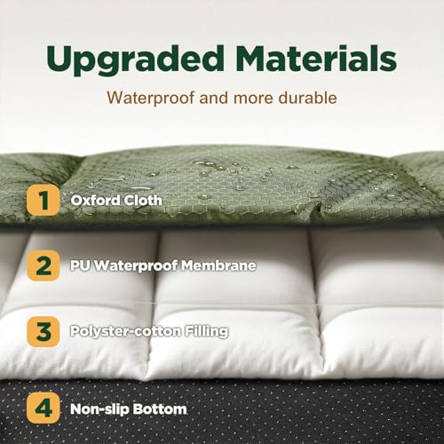 Gimars Verbesserte Outdoor Hundebett mit wasserdichter Folie, leicht aufrollbar mit Schnalle, großes Reisehundebett für mittelgroße & große Hunde, tragbar, faltbar, waschbar