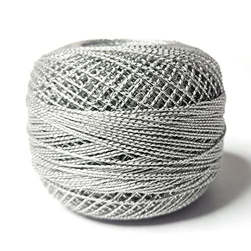 Image of Adikala Metallic Cotton Tatting Shuttle,Crochet Dori Balls for Knitting, Weaving, Embroidery and Craft Making (Set of 4)- 100GMS (Silver)