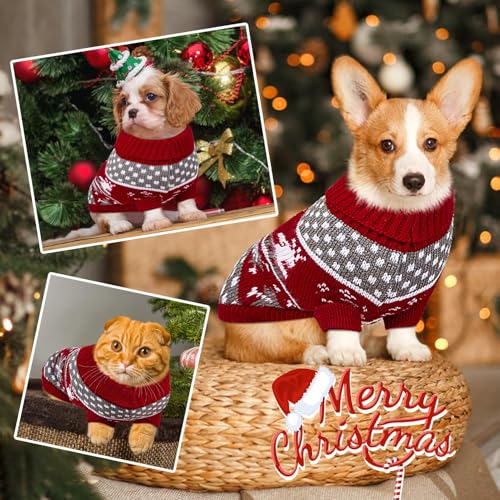 Kiiwah Hundepullover Katzenpullover Weihnachten, Hundepullover Kleine Hunde, Weihnachtspullover Hund, Hundepulli Pullover für Katze Hund Winter Warm (XL)