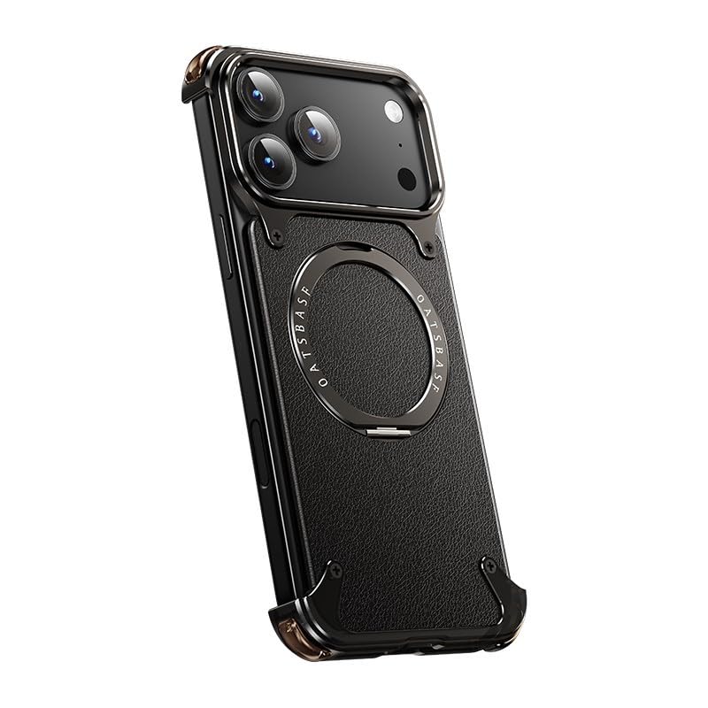 Étui magnétique iPhone 17 Pro Max en cuir noir antichoc