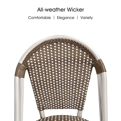 Image of PURPLE LEAF Patio French Bistro Dining Chairs Set of 2, White Finish, Brown