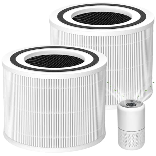 2 Stück Core 300S Ersatzfilter für LEVOIT Core 300/ Core 300S/ Core300-P Luftreiniger 3-in-1 Core 300 HEPA & Aktivkohlefilter Weiß 3-Stufige Filtration Teilenummer Core 300-RF-Filter
