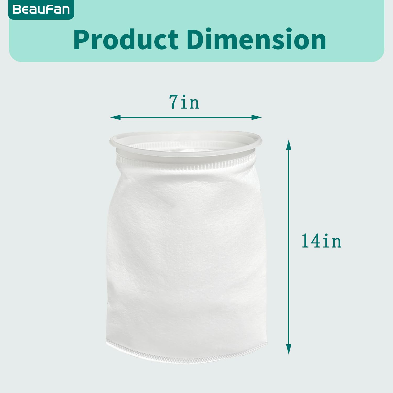 beaufan 2 Pack 7 Inch Ring Felt Filter Socks 200 ?m, Aquarium Felt Filter Bags, Aquarium Filter Sock 3D Felt Design Filter Sock, Aquarium Filter Bags for Saltwater, 7 Inch Ring by 14 Inch Long