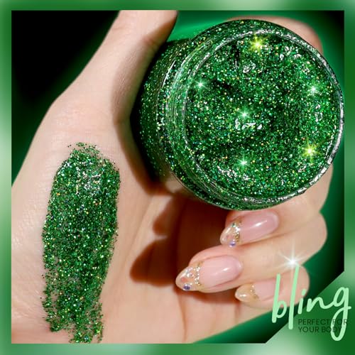 image for Teenitor Green Body Glitter Gel, Face Glitter Makeup, Green Glitter, H