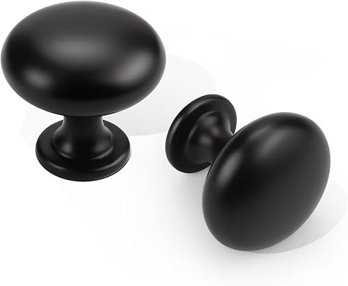 Paquete de 25 pomos de gabinete color negro mate, pomos sólidos de cajón de 1-316 pulgadas, tiradores negros para gabinetes de cocina, pomos