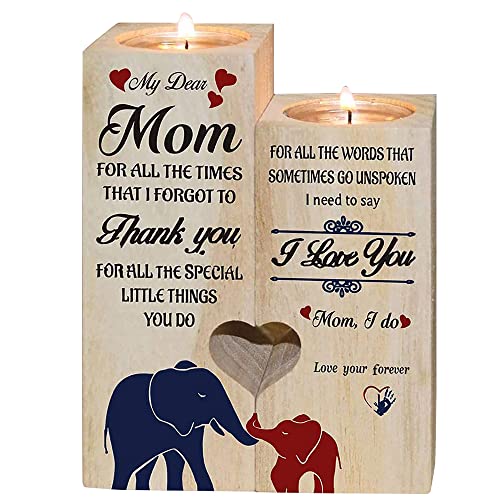 Wooden Heart Tealight Holder Elephant Candle Holder Set For Women, Unique Candlestick Stand: Elephant Brings Good Luck, Health, Strength And Recall Wonderful Memories With Parents #TOP29