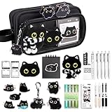 Ampia gamma di usi: con il set di astucci Black Cat, gli utenti possono riporre comodamente una serie di strumenti di scrittura e piccoli , soddisfacendo le loro esigenze in contesti come l'apprendimento a casa, lezioni accademiche e situazioni all'aperto