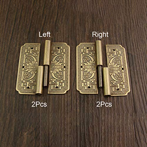Tiazza 4Pcs Antique Brass Double Doors Hinges Cabinet Drawer Wardrobe Bookcase Door Removable Hinges Furniture Accessories - Image 2