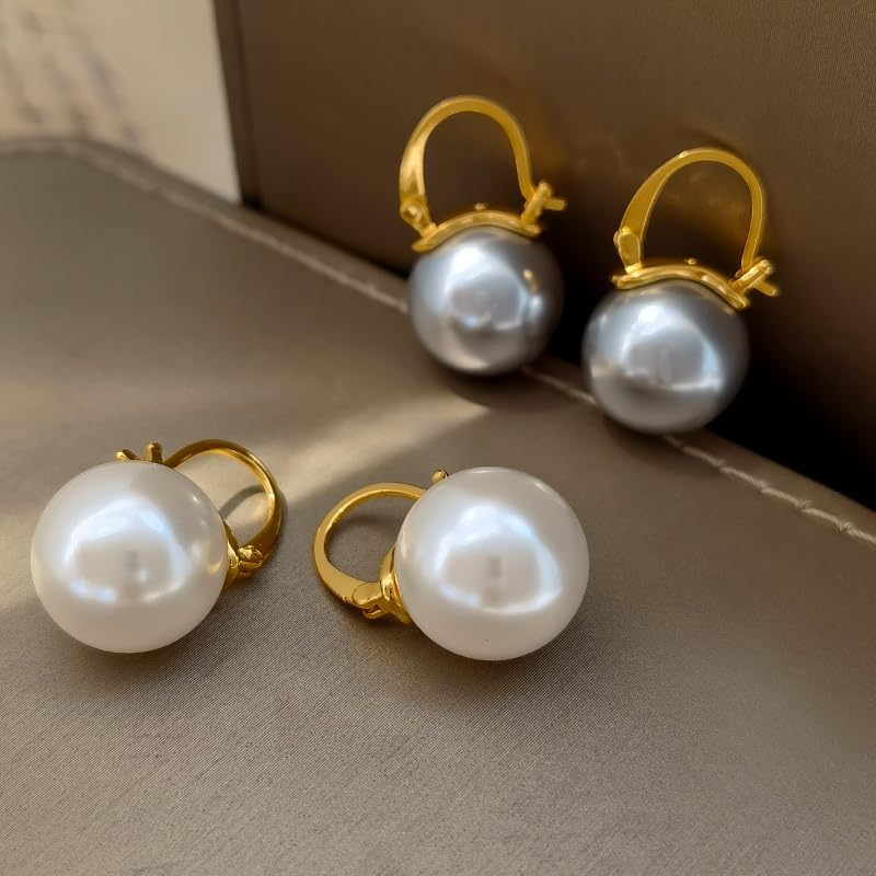 925 Sterling Silver Pearl Dangle Drop Earrings for Women Girls Hypoallergenic 14K Gold Plated Clasp Elegant Jewelry Size 14mm - Image 7