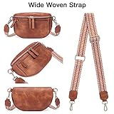 FIGESTIN Bauchtasche Damen, PU Leder Crossbody Bag Damen Breiter Gurt, Umhängetasche Damen Klein Verstellbarer Riemen Braun