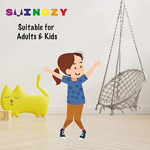 Image of Swingzy Make in India, Cotton Hanging Swing for Adults,Hanging Swing for Kids,100% Cotton Rope Swing for Indoor,Outdoor,Home, Yard,Balcony,Garden,100 Kg Capacity(White,Hanging Accessories Free)