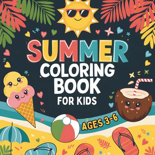 Summer Coloring Book for Kids: Ages 3–6 | 50 Fun and Easy Summer-Themed Coloring Pages for Toddlers and Preschoolers – Includes Beach Scenes, Sunshine, Sandcastles, Crabs, Ice Cream, and More! image 2
