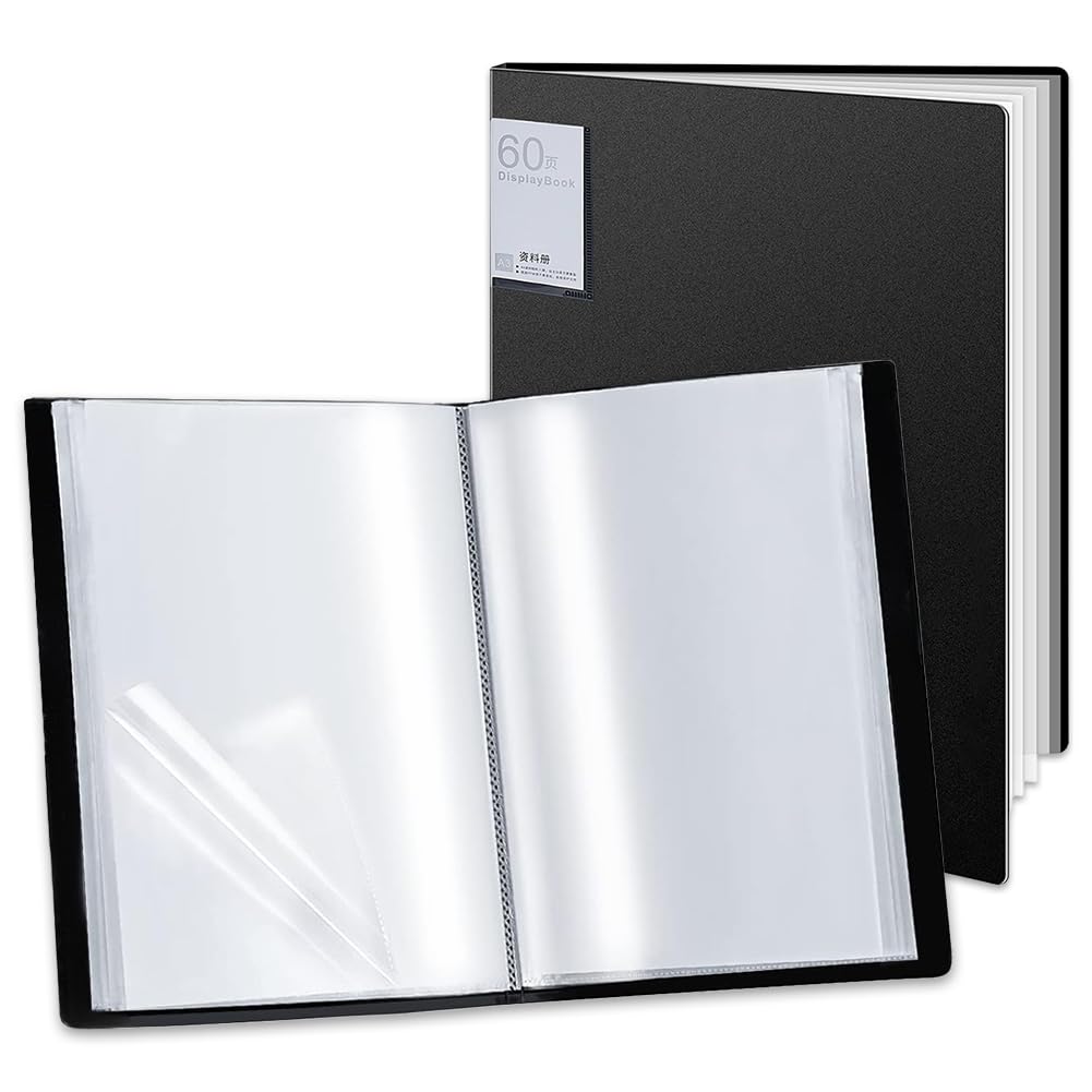 SUPERFINDINGS Cartellina in formato A3, nera, con 30 tasche, raccoglitore con fogli trasparenti, 60 pagine, per documenti, foto, opere d'arte, progetti