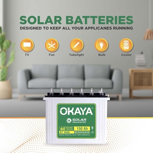 Image of Okaya Solar ST 150S, 150Ah Tall Tubular Solar Battery for Home, Office & Shop with 60 Months Warranty