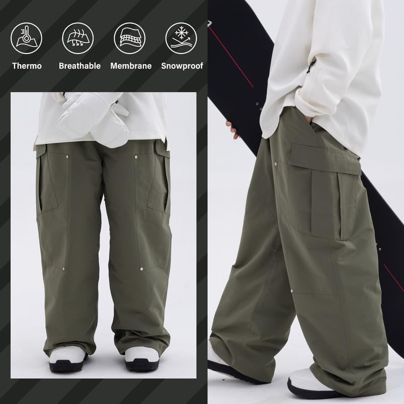 SNOWVERB Womens Mens Super Baggy 15K Waterproof Snowboard Ski Pants Workwear Loose Fit Snow Pants for Winter Sports - Image 2