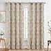 jinchan Floral Scroll Printed Linen Curtains, Grommet Top - Ikat Flax Textured Medallion Design Jacobean Curtains Retro Living Room Curtain Sets (Taupe, 50" x 84", 2 Panels)