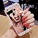 Produktbild COTDINFOR iPhone X Hülle Bling Glitzer Diamant Spiegel Schutzhülle Kristall Strass Ständer Halter Stoßdämpfend TPU Silikon Handy Crystal Etui für iPhone X Bear Ring Mirror Rose Gold.