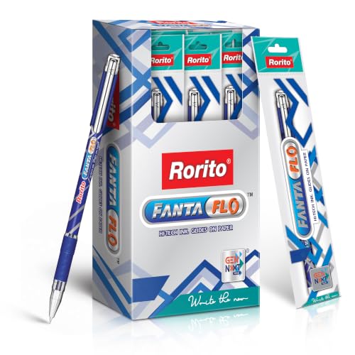 Image of Rorito Fantaflo Ball Pen | Pack of 20 | Revolutionary Glide Ink | Soft Comfort Grip | Attractive Design | Ideal Pen for Students | Black Ink
