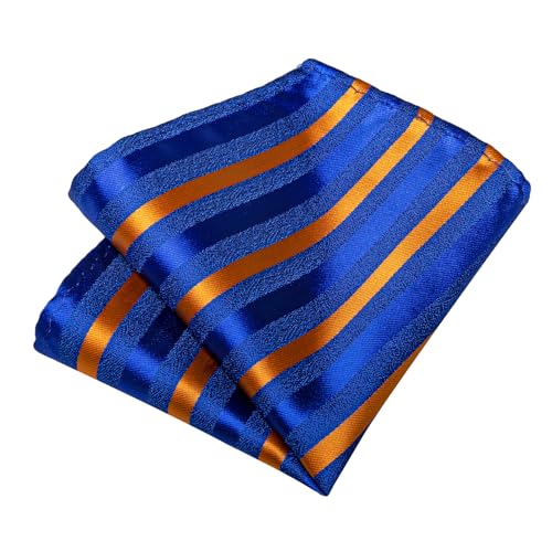 Image of DiBanGu Mens Tie Silk Plaid Striped Necktie and Pocket Square Cufflinks Tie Clip Set with Gift Box Formal Wedding Party