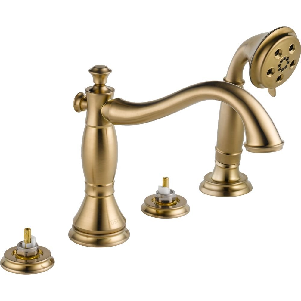 Delta Cassidy Roman Tub Faucet with Hand Shower, Brushed Gold Deck