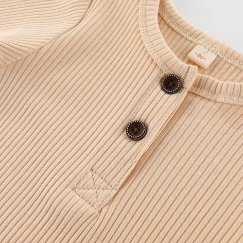 Baby Boy Girl Romper 2 Pack Long Sleeve Button Jumpsuit Cotton Unisex Infant Baby Clothes for 0-24 Months3