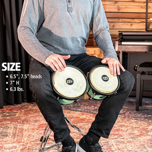 Image of Bongo Drum Set with Durable Synthetic All-weather Shells, Journey Series - NOT MADE IN CHINA - Natural Buffalo Skin Heads, 2-YEAR WARRANTY