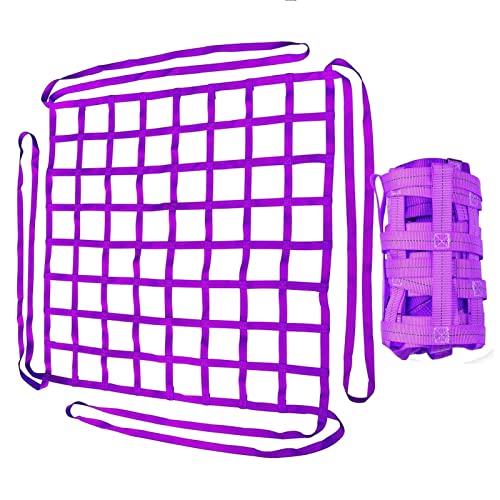 Red de elevación de carga de nailon plano resistente al desgarro, red de carga para elevación de sitios de construcción, correas de manipulación de materiales personalizables, color morado, tamaño 2 x