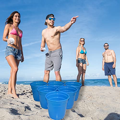 Foreverkeyu Large Giant Yard Pong Outdoor Game Set With 6 Buckets9'',2 Balls,1 Mesh Bag,Bucket Toss Pong Set Cup Pong Throwing Game For Family,Party,Wedding,Events,Campling,Lawn,Indoor,Outdoor #TOP4
