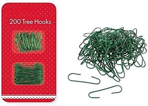 200 Tree Hooks Green Wire Christmas Ornaments Hangers Decorations Home Party Ball Bauble Outdoor Festive Clip by Concept4u