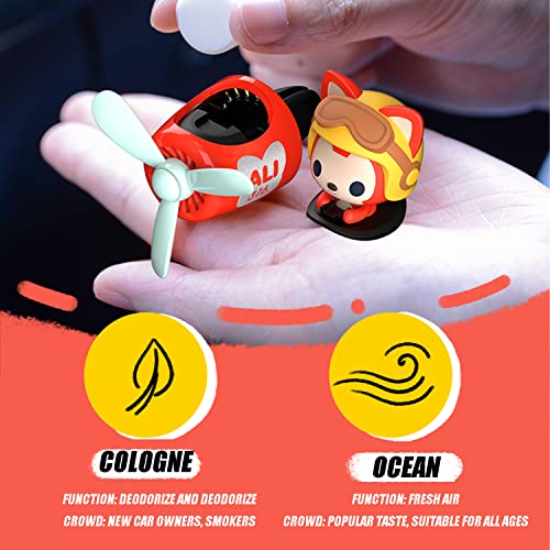 Image of Car fragrance diffuser pilot car air outlet fragrance diffuser cartoon rotating fan leaf car perfume cute cartoon shape car perfume air freshener with 2 fragrances (fox) 1.0 Count