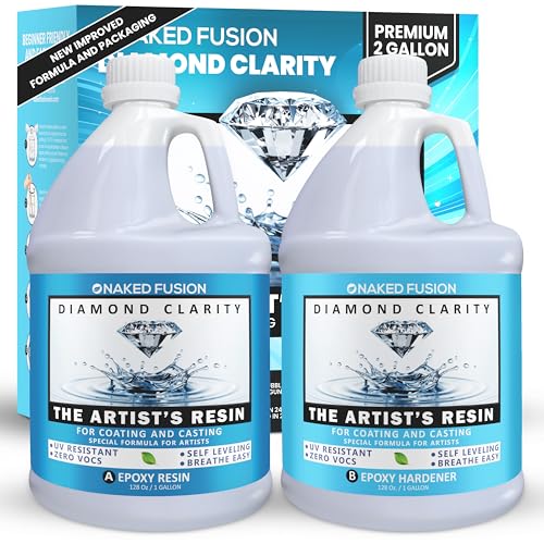 NAKED FUSION Epoxy Resin Art Resin Crystal Clear Formula -2 Gallon Kit -The Artists Resin for Coating Casting Resin Art Geodes Tabletop Bar Top Live Edge Tables River Tables- Non-Toxic