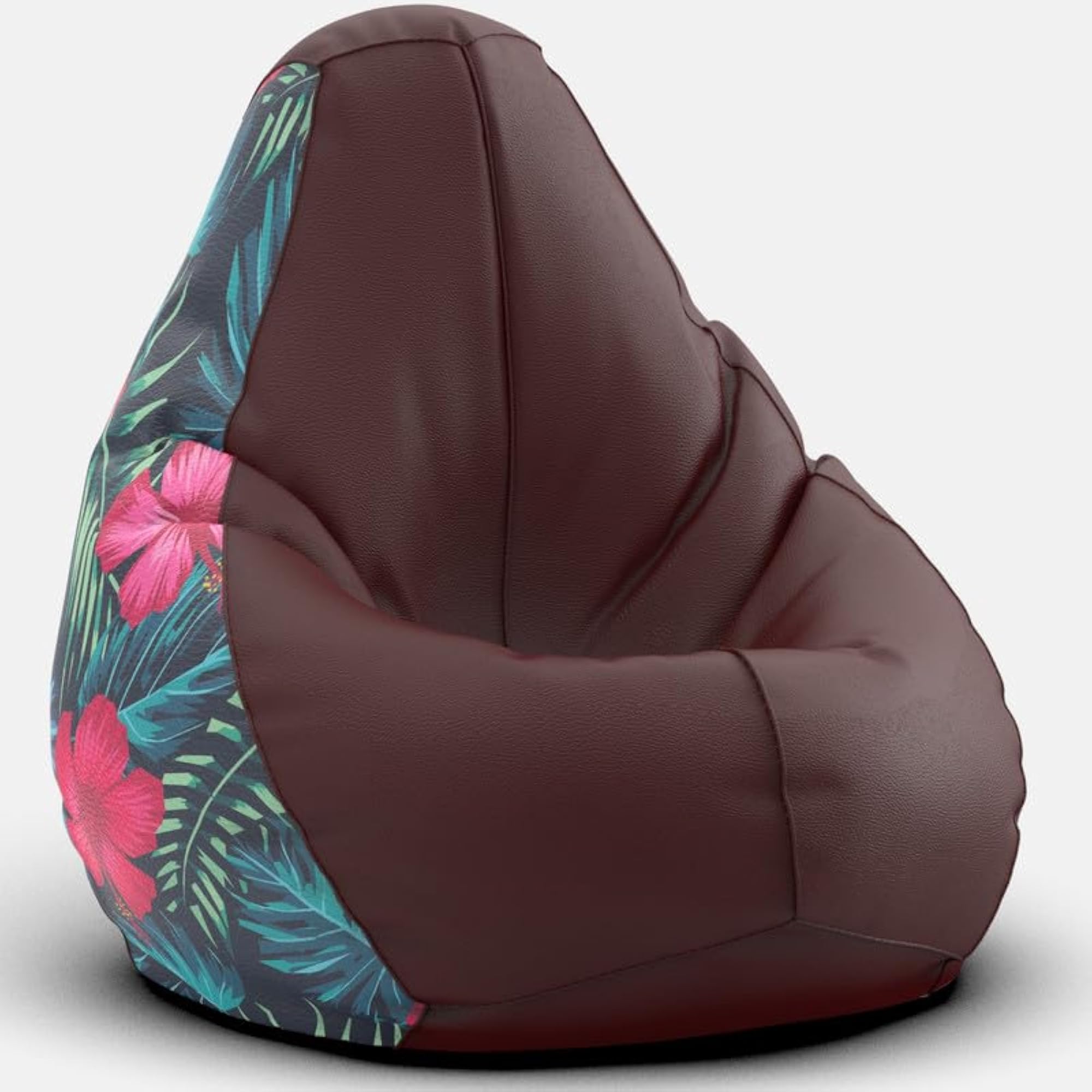 4XL Printed Faux Leather Chair Cover, Maroon & Black