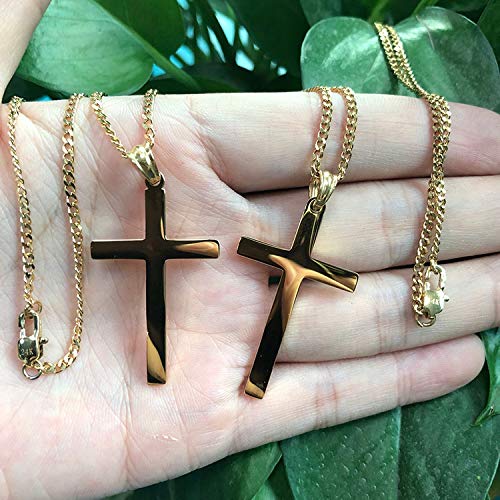 Image of 14K Gold Chain Style Cross Pendant Necklace Solid Clasp for Men,Grandpa, Religious for Charms Miami Cuban Link Diamond Cut