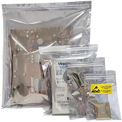 Daarcin Anti Static Bags,40pcs 4Sizes ESD Bags for Motherboard Hard Drive SSD HDD and Electronic Device,Antistatic Bags for Graphics Card (Assorted Sizes) Cover
