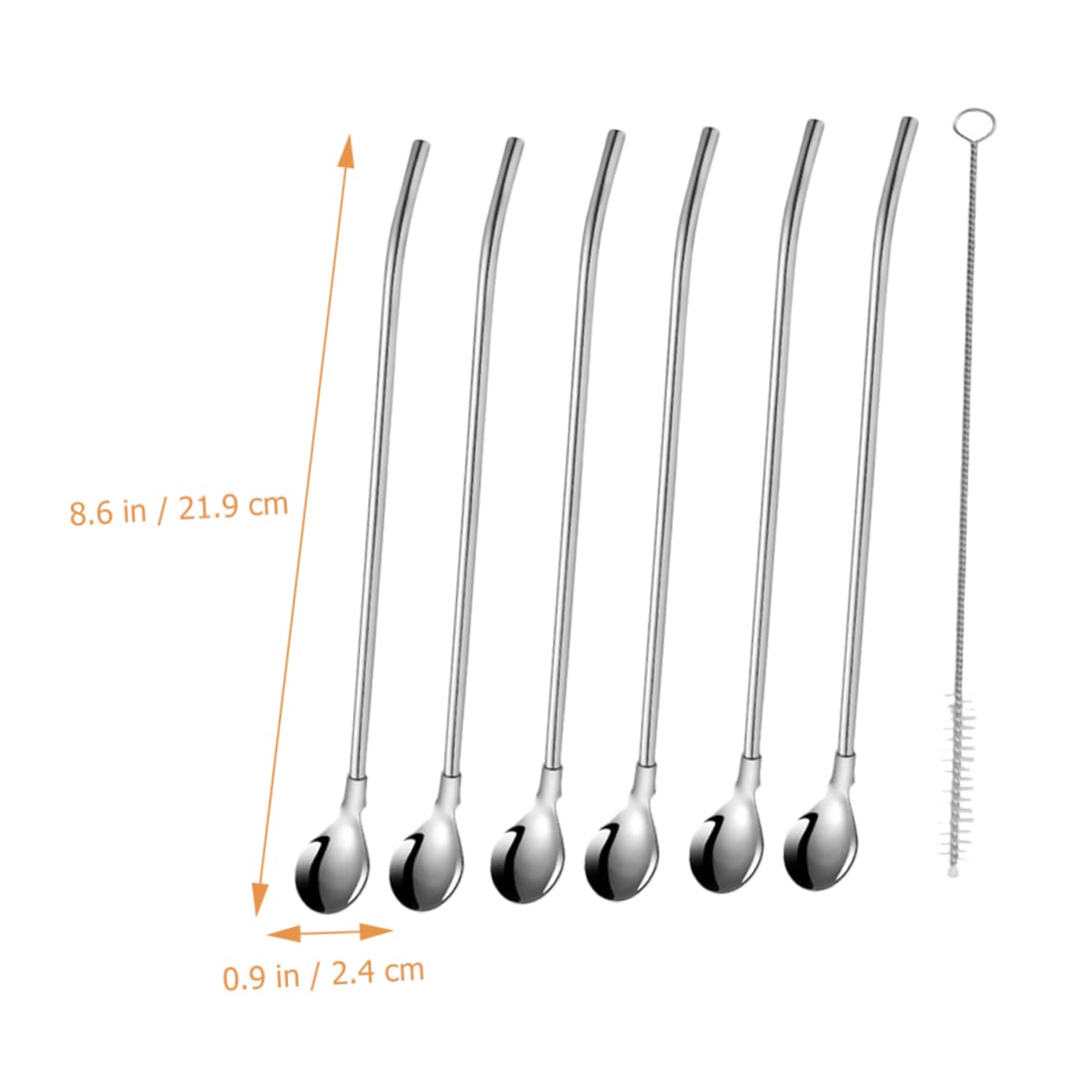 PRETYZOOM Ergonomic Handle Stainless Steel Straw Spoons 6 Piece Multi-function Stirring Spoons Set Perfect for Home Restaurant