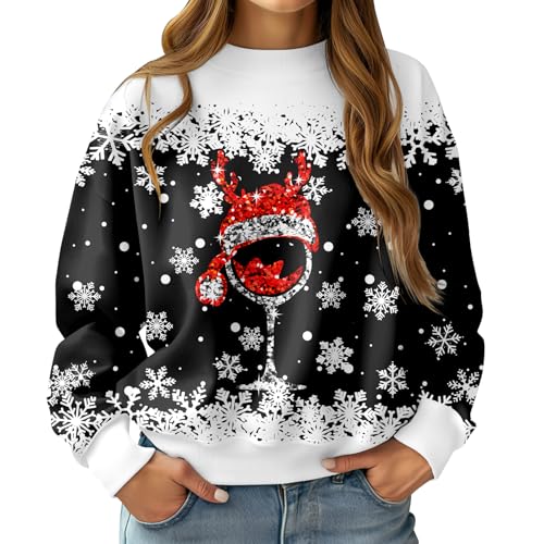 Women Ugly Christmas Sweatshirt Long Sleeve Shirts Pullover | For Ugly Christmas Sweater Parties, Office Holiday Gatherings, Family Christmas Photos 1 Women Ugly Christmas Sweatshirt Long Sleeve Shirts Pullover | For Ugly Christmas Sweater Parties, Office Holiday Gatherings, Family Christmas Photos