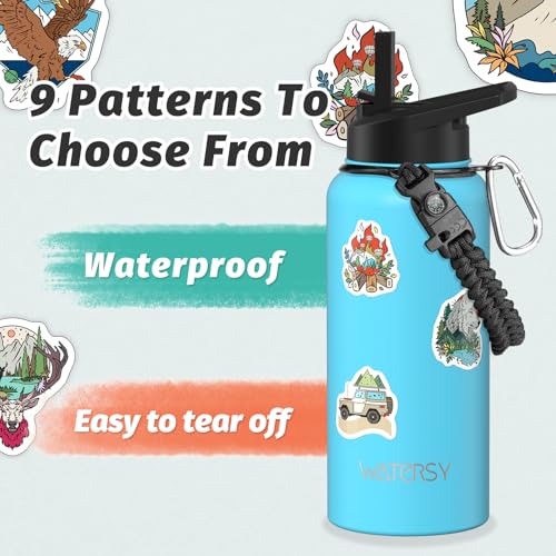 Image of 32oz Insulated Water Bottle (Cold for 48 Hrs),BPA Free&Leak Proof,Stainless Steel Water Flask,Water Jug with Straw Spout Lids for Gym,Hiking,Travel,Sky Blue