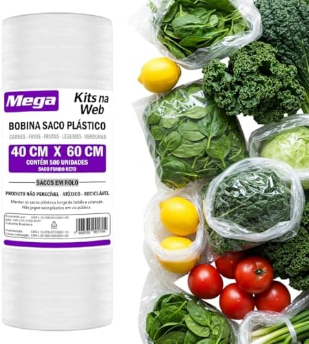 Bobina Saco Transparente Picotada 40x60 500 Sacos Plastico Mega