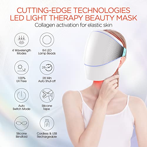 Led Face Light Therapy Mask, Cordless Red Light Face Mask Beauty - Image 2