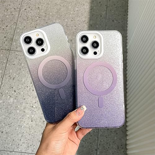 Étui de chargement sans fil à paillettes ENILSA pour iPhone 14 coque acrylique vert