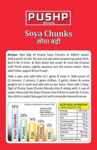 Pushp Salt Pushp Brand SOYA Chunks High Protein and Pure Vegetarian, SOYA Wadi ...