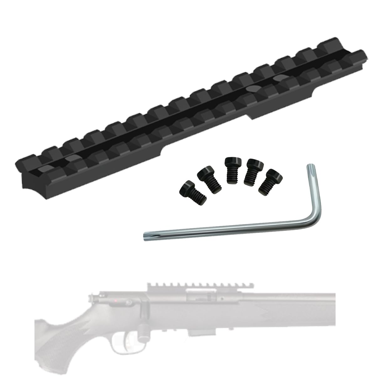 Gotical 5.8in Long Scope Rail Mount 93 / 93r17 / Mark II w/1-5/8 Aluminum Construction Matte Black Anodizing, 20 in/lbs, Mounting Hardware #8-40 X 1/4 Screws