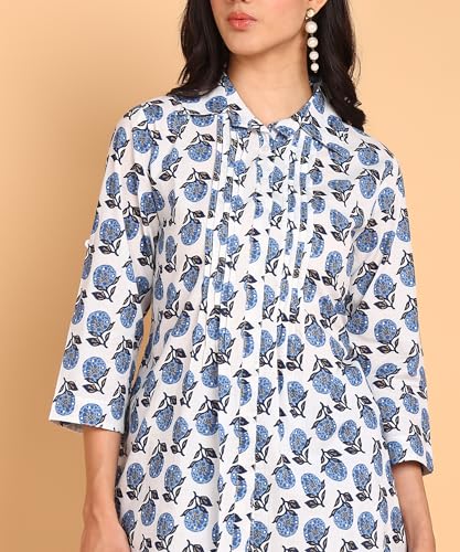Image of BLOCKS OF INDIA Coords Set in Pure Cotton Pintucks Hand Block Print