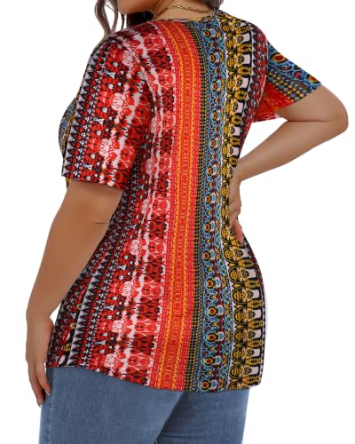 Image of Plus Size Tops for Women Pleated Summer Top Trendy Short Sleeve Shirts Casual Basic Tee Crew Neck Blouses 2026
