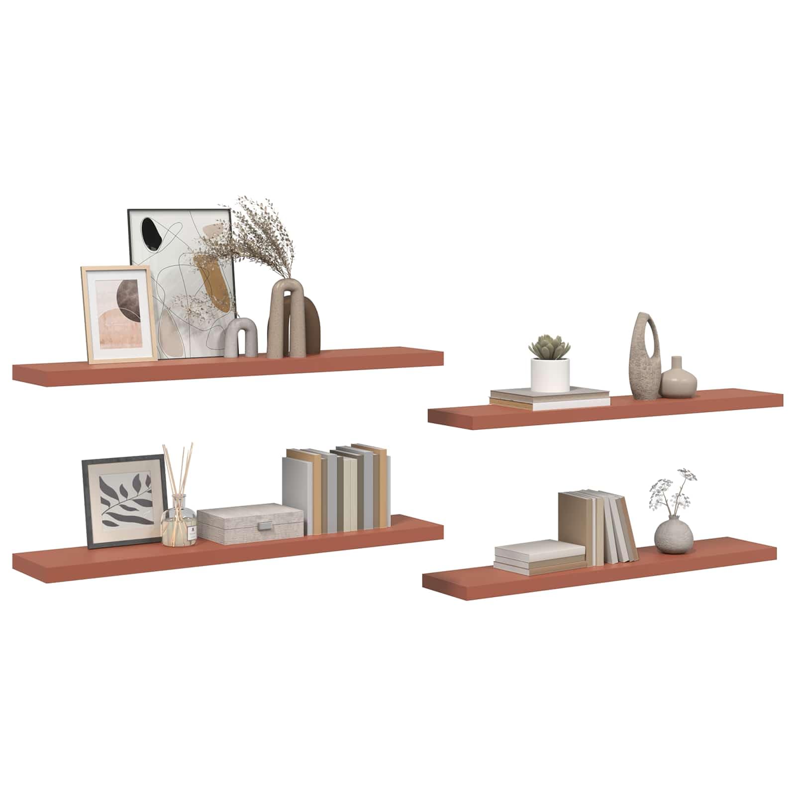 Generisch Wandregal 4 pcs Rot 120 x 23,5 x 4 cm Holzwerkstoff,Möbel,Regalsysteme,Wandregale-42019937