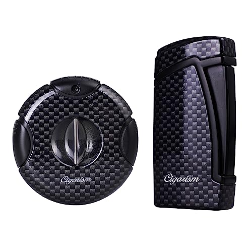 Set de Encendedor y Cortapuros Carbono Negro miniatura 1