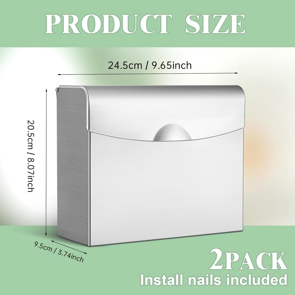 Poubelle à Serviettes Hygiéniques, Lot de 2, en Acier Inoxydable, à Fixation Murale, pour Tampons