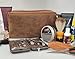 RUSTIC TOWN Full Grain Leather Travel Toiletry Bag - Cosmetic Makeup Kit Organizer (Brown)