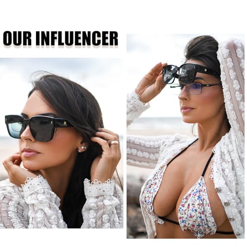 Image of DUCO Fit Over Sunglasses for Men Women Wear Over Glasses Retro Wrap Around Polarized Sun Glasses UV400 Protection DC8981