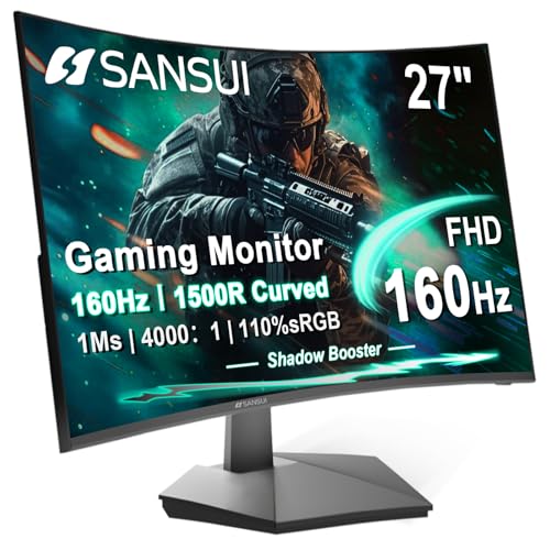 SANSUI 27 Inch Curved 160Hz Gaming Monitor, 1500R...
